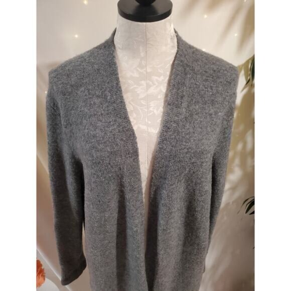 Madewell Womens Merino Wool Alpaca Blend Open Cardigan Sweater Size M Gray Cozy - Picture 5 of 13